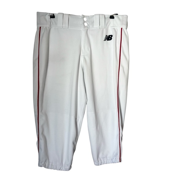 New Balance White Baseball Athletic Pants with Red Stripes - Picture 1 of 6